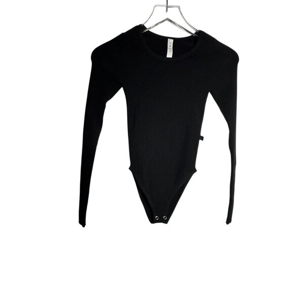 Lululemon Tight-Fit Long-Sleeve Knit Bodysuit Black ribbed size XXS NEW top - Picture 7 of 9